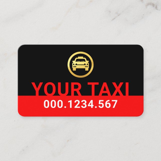 Simple Minimalist Red Taxi Signage Visitenkarte (Vorderseite)