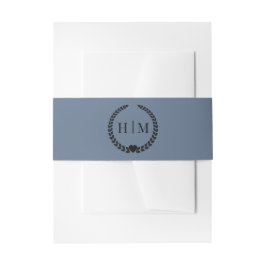 Simple Minimalist Slate Blue Monogram  Einladungsbanderole