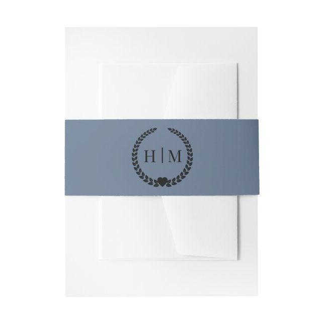 Simple Minimalist Slate Blue Monogram  Einladungsbanderole (Vorderseite Beispiel)