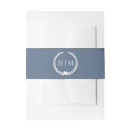 Simple Minimalist Slate Blue Monogram  Einladungsbanderole