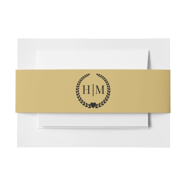 Simple Minimalist Soft Gold Monogram Einladungsbanderole (Vorderseite Beispiel)