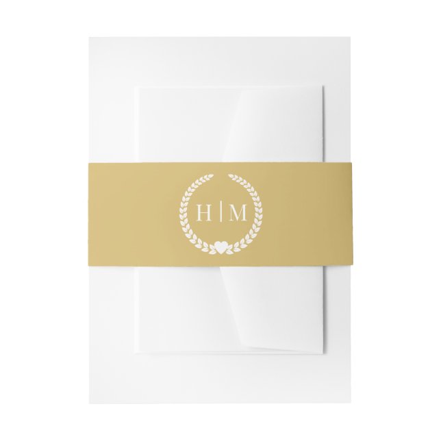 Simple Minimalist Soft Gold Monogram  Einladungsbanderole (Vorderseite Beispiel)