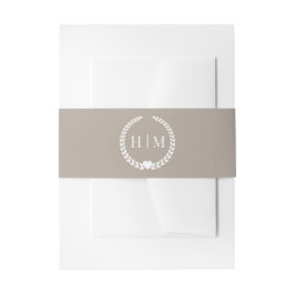 Simple Minimalist Taupe Linen Brown Monogram  Einladungsbanderole