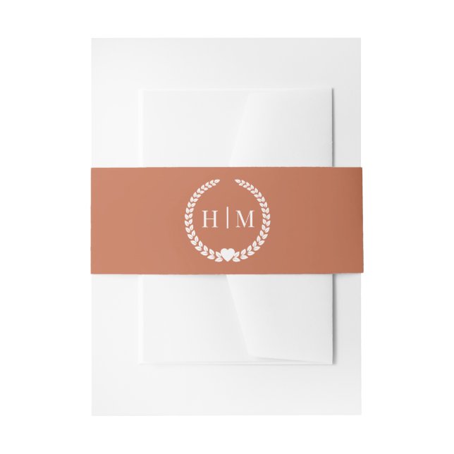 Simple Minimalist Terracotta Clay Monogram  Einladungsbanderole (Vorderseite Beispiel)