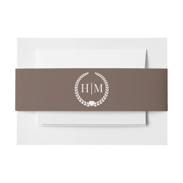 Simple Minimalist Warm Mocha Brown Monogram Einladungsbanderole (Vorderseite Beispiel)