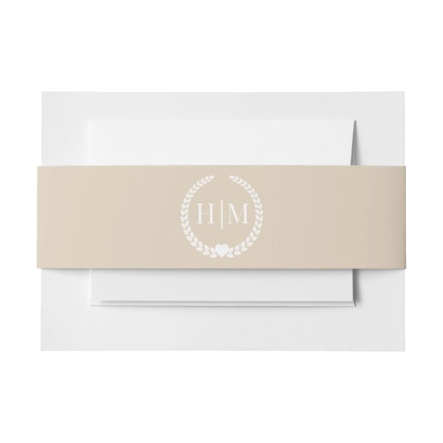Simple Minimalist Warm Sand Monogram Einladungsbanderole (Vorderseite Beispiel)