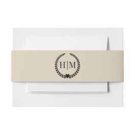 Simple Minimalist Warm Sand Monogram Einladungsbanderole