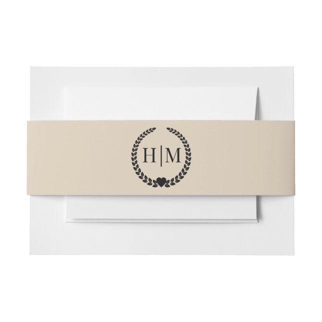 Simple Minimalist Warm Sand Monogram Einladungsbanderole (Vorderseite Beispiel)