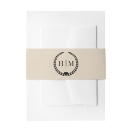 Simple Minimalist Warm Sand Monogram  Einladungsbanderole