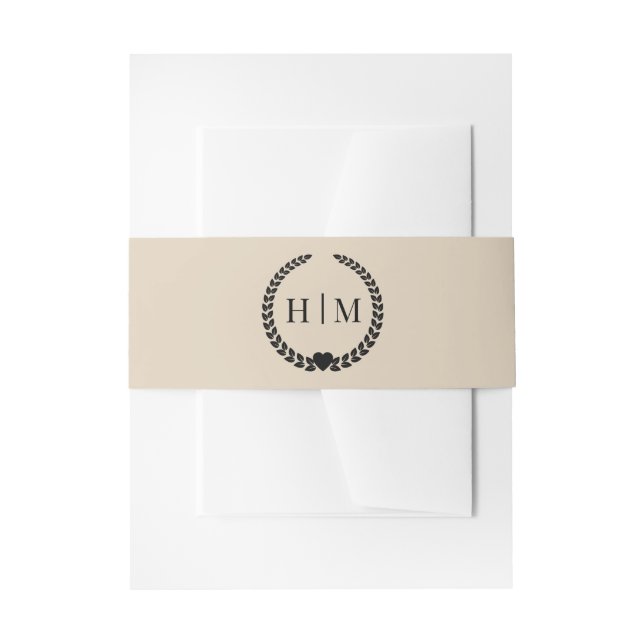 Simple Minimalist Warm Sand Monogram  Einladungsbanderole (Vorderseite Beispiel)
