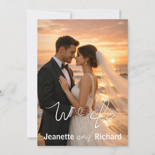 Simple Minimalist Wedding Sunset Beach Flat Card (Vorderseite)