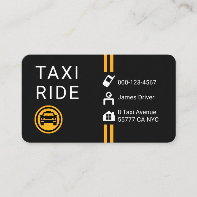 Simple Minimalist Yellow Taxi Lines Visitenkarte (Vorderseite)