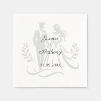 Simple Minimalistc Elegant Custom Name Wedding Serviette