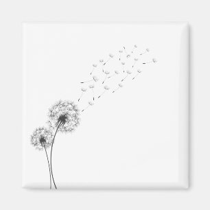 Simple minimaliste Dandelion soufflant   Magnet