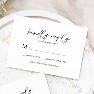 Simple minimaliste et moderne   Carte RSVP de mari