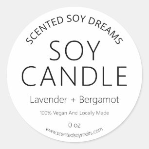 Simple minimaliste Étiquettes de bougie de soja bl