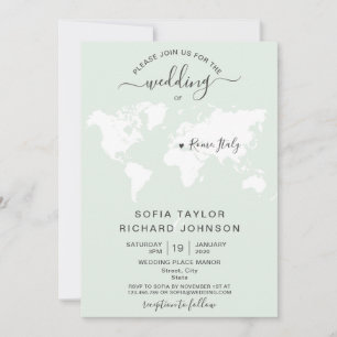Simple minimaliste Mariage Destination Monde Carte