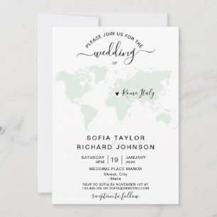 Simple minimaliste Mariage Destination Monde Carte