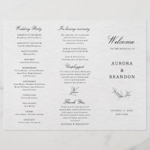 Simple minimaliste moderne programme Mariage Eucal