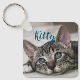 Simple Minimalistic Custom Pet Name and Photo  Schlüsselanhänger