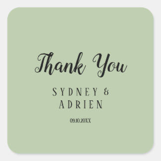 Simple Minimalistisch|Sage Wedding Thankyou Bevorz Quadratischer Aufkleber