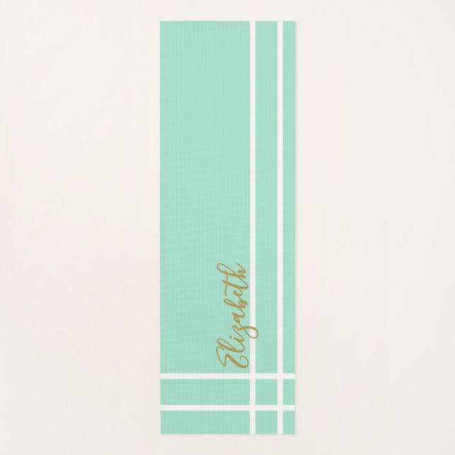 Simple mint green minimalist custom name ladies  yogamatte (Vorderseite)