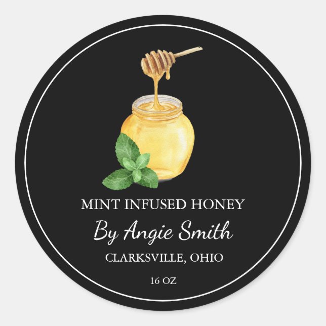 Simple Mint Infused Honey Label Runder Aufkleber (Vorderseite)