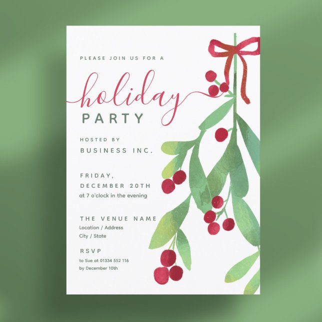 Simple Mistletoe Corporate Xmas Party Einladung (Simple Mistletoe Corporate Xmas Party Invitation)