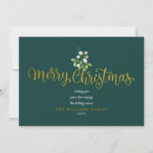 Simple Mistletoe Gold Script Frohe Weihnachten