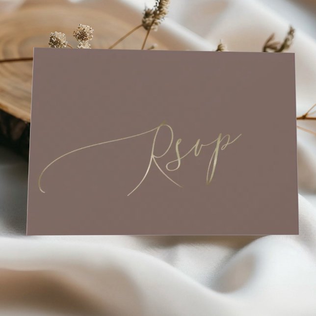Simple Mocha Brown Wedding RSVP Karte (Von Creator hochgeladen)