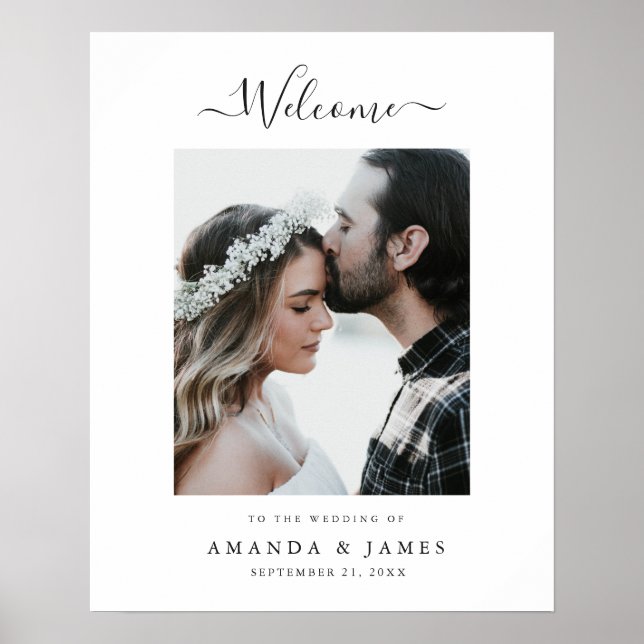 Simple Modern Black and White Wedding Welcome Poster (Vorne)