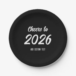 Simple Modern Black Custom 2026 New Years Party Pappteller