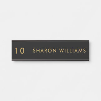 Simple Modern Black Professional Employee Name Türschild