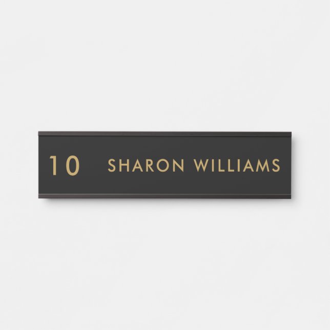 Simple Modern Black Professional Employee Name Türschild (Vorderseite )