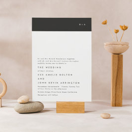 Simple Modern Black Stripe Monogram Wedding Einladung