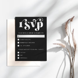 Simple Modern Black & White RSVP Card Karte