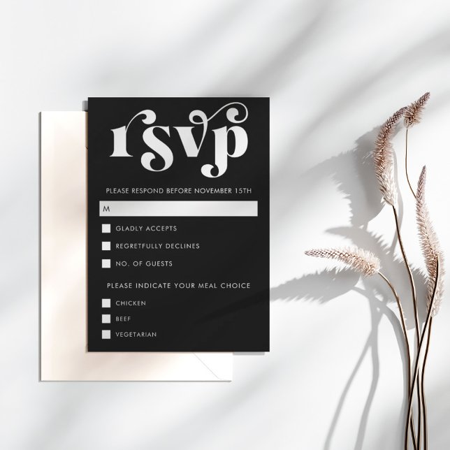 Simple Modern Black & White RSVP Card Karte (Von Creator hochgeladen)