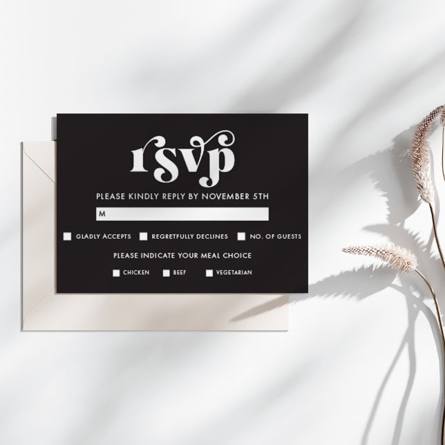 Simple Modern Black & White RSVP Card Karte (Von Creator hochgeladen)