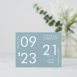 Simple Modern Blue Typografy Save the Date Announ Ankündigungspostkarte