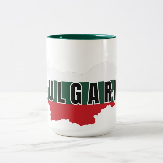 Simple Modern Bulgaria map Letter Flag Souvenir Zweifarbige Tasse (Mittel)