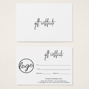 Simple Modern Business Logo Gift Certificate