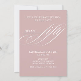 Simple Modern Caligraphy Fifty 50th Birthday Party Einladung