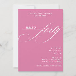 Simple Modern Caligraphy Forty 40th Birthday Party Einladung