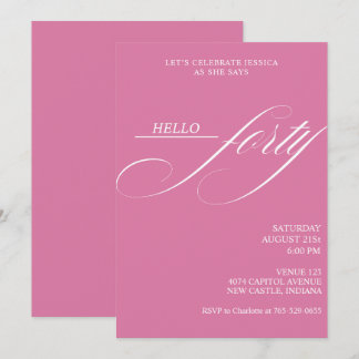 Simple Modern Caligraphy Forty 40th Birthday Party Einladung