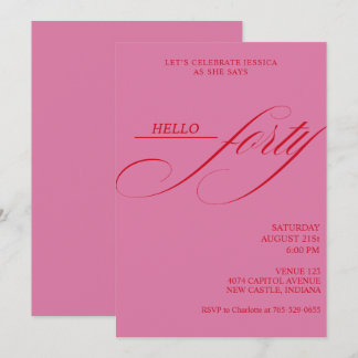 Simple Modern Caligraphy Forty 40th Birthday Party Einladung