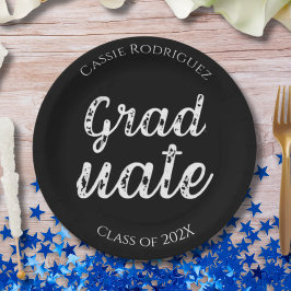 Simple Modern Calligraphy Graduation Black Pappteller