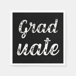 Simple Modern Calligraphy Graduation Black Serviette