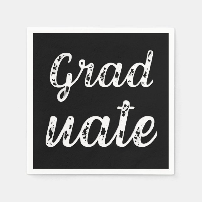 Simple Modern Calligraphy Graduation Black Serviette (Vorderseite)