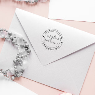 Simple Modern Calligraphy Round Return Address Gummistempel