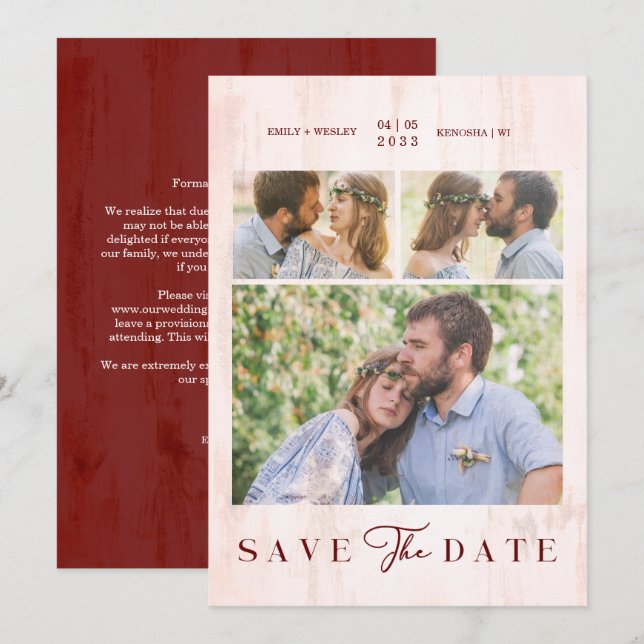 Simple Modern Collage Wedding Couple 3 Photos (Vorne/Hinten)